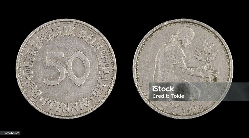 50- Pfennig-Münze, Deutschland, 1974 - Lizenzfrei Deutscher Geldschein Stock-Foto