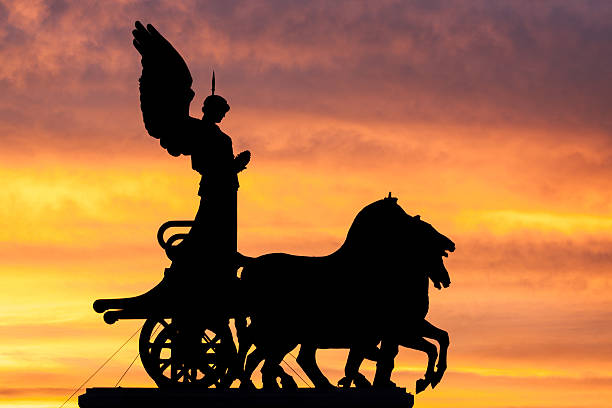 Bronze sculpture of a chariot