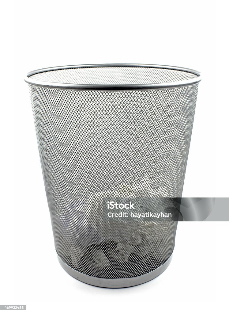 Metal basket trash bin on white background Metal basket trash bin on white background. Basket Stock Photo