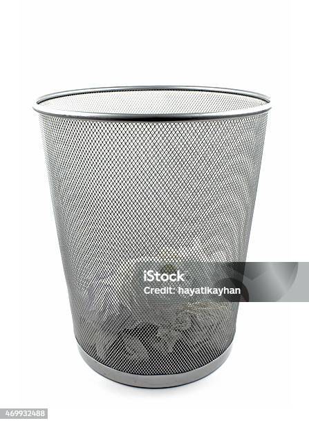 Metal Basket Trash Bin On White Background Stock Photo - Download Image Now - Basket, Business, Can