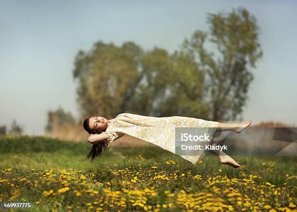 Levitation Girls Over The Field Stock Photo - Download Image Now - Levitation, Women, Sleeping