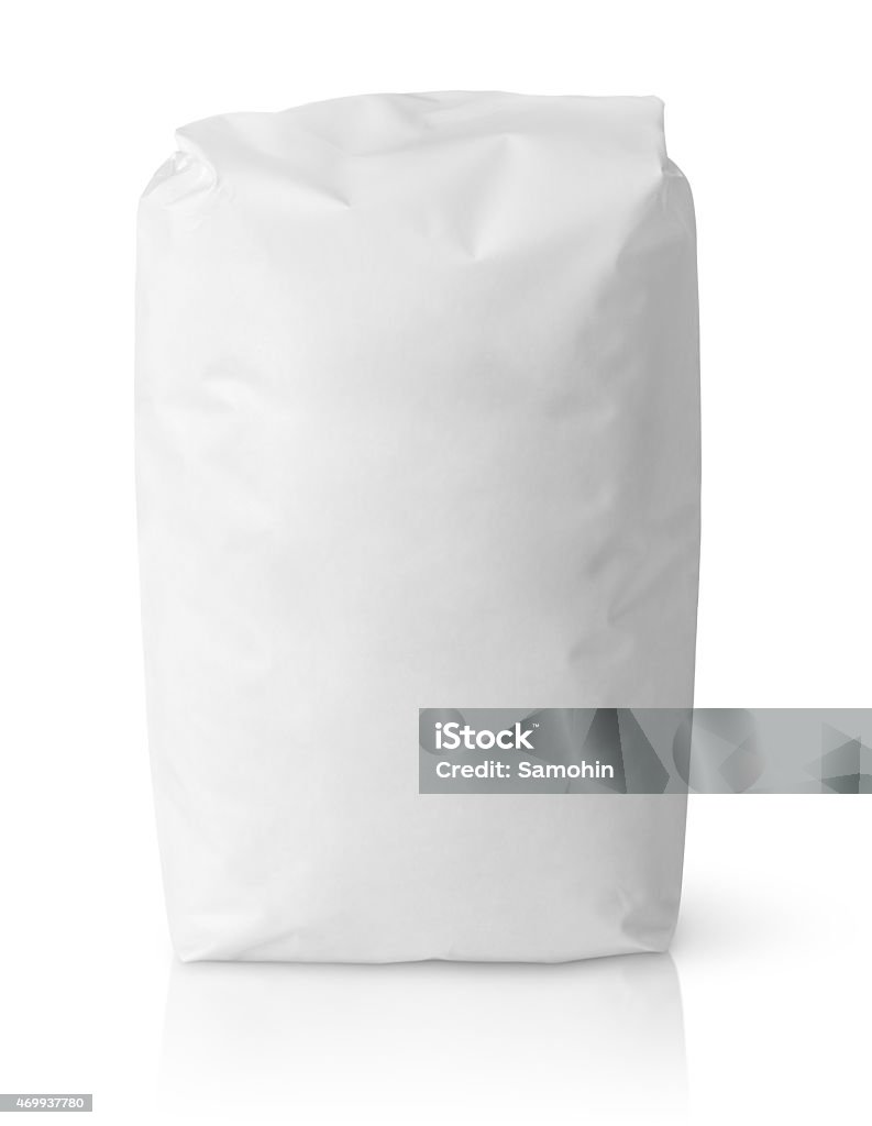 White blank paper bag package of flour Blank paper bag package of salt isolated on white with clipping path Flour Stock Photo