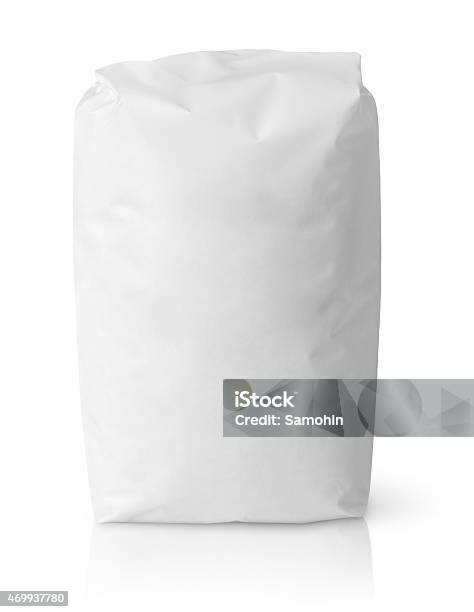 White Blank Paper Bag Package Of Flour Stock Photo - Download Image Now - Flour, Bag, Template