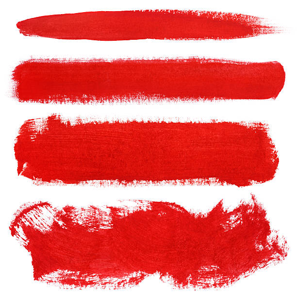 istock Red strokes of gouache paint brush 469937784