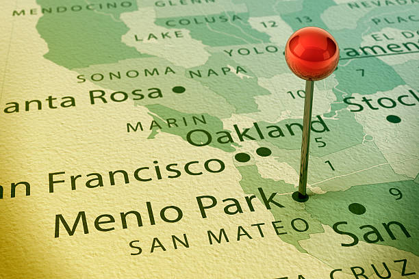 istock Menlo Park Map City Straight Pin Vintage 469938063