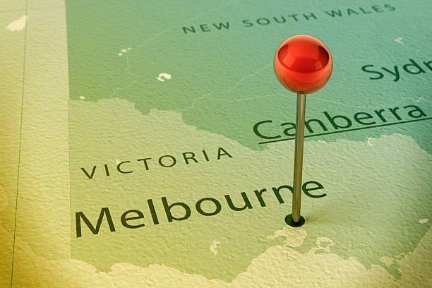 istock Melbourne Map City Straight Pin Vintage 469938087