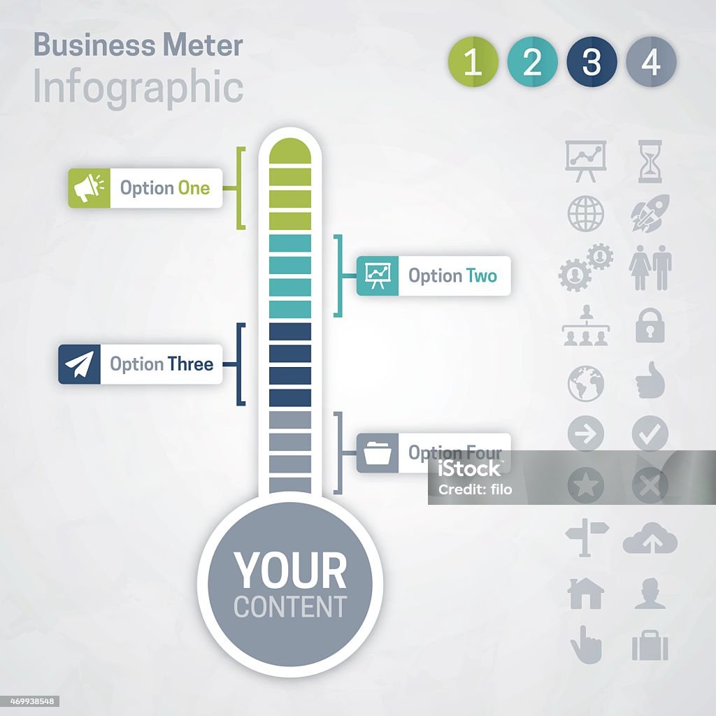 Business Meter Meter or thermometer with space for your copy or other information. EPS 10 file. Transparency effects used on highlight elements. Thermometer stock vector