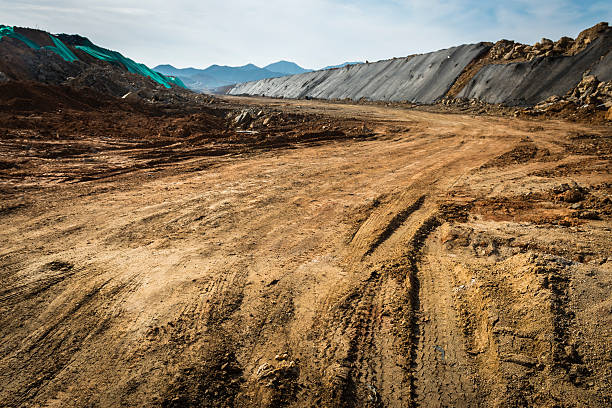 istock Dirt roads with many tire tracks 469942102