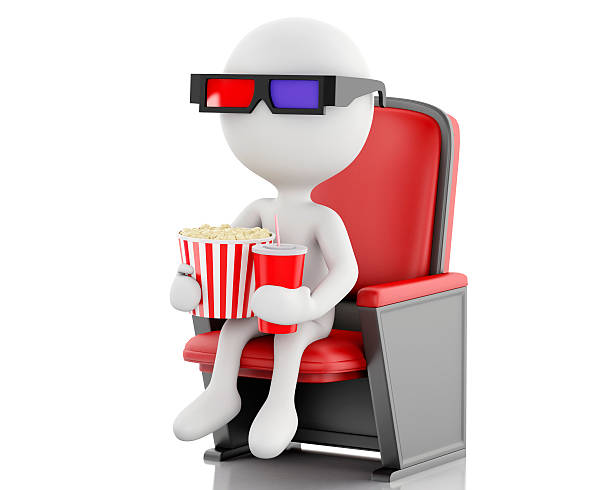 istock 3d white people with popcorn and drink. 469943872