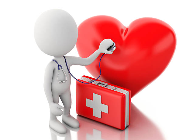 istock 3d people doctor with a stethoscope and first aid kit. 469943970