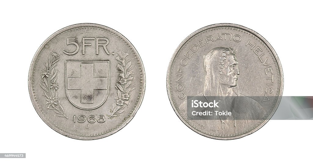 5-Franc-Münze, Schweiz, 1968 - Lizenzfrei Schweizer Währung Stock-Foto