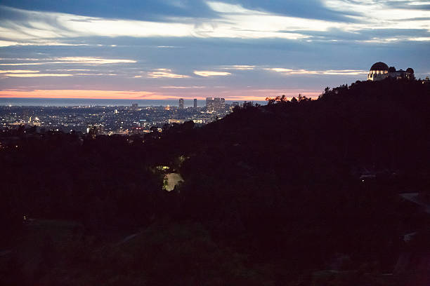 Century City At Dusk With Griffith Observatory
