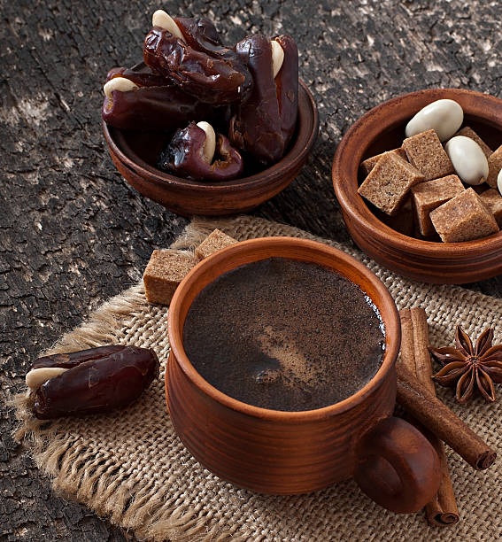Aromatic coffee and eastern dates
