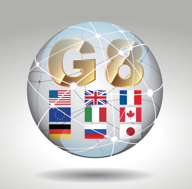 g8 в intenational сфера - flag european union flag g8 italy stock illustrations
