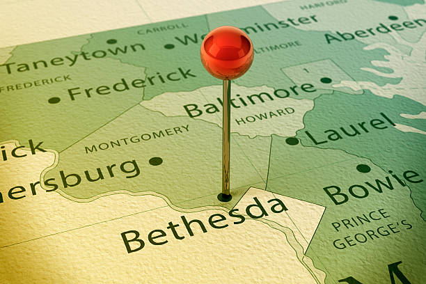 istock Bethesda Map City Straight Pin Vintage 469952583