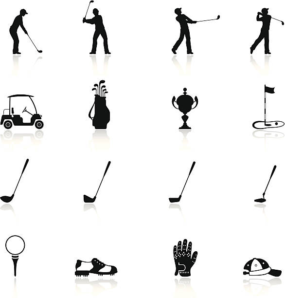 골프는요 아이콘 세트 - golf symbol icon set computer icon stock illustrations