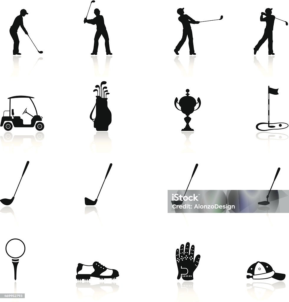 Golf Icon Set High Resolution JPG,CS5 AI and Illustrator EPS 8 included. Each element is grouped and layered separately. Very easy to edit.  Icon Symbol stock vector