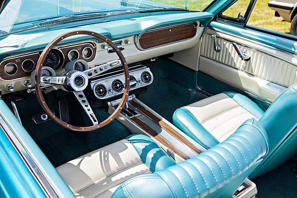 istock Dashboard and steering wheel of a vintage cabriolet 469953716