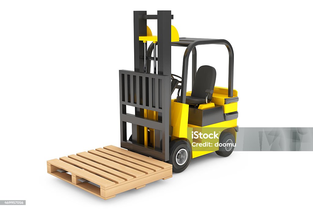 Forklift Truck with empty palette Forklift Truck with empty palette on a white background 2015 Stock Photo