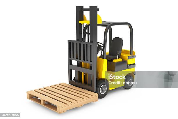 Forklift Truck With Empty Palette Stock Photo - Download Image Now - 2015, Activity, Agricultural Machinery