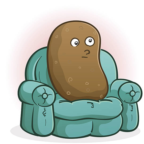 illustrazioni stock, clip art, cartoni animati e icone di tendenza di fare il poltrone fumetto carattere - baked potato