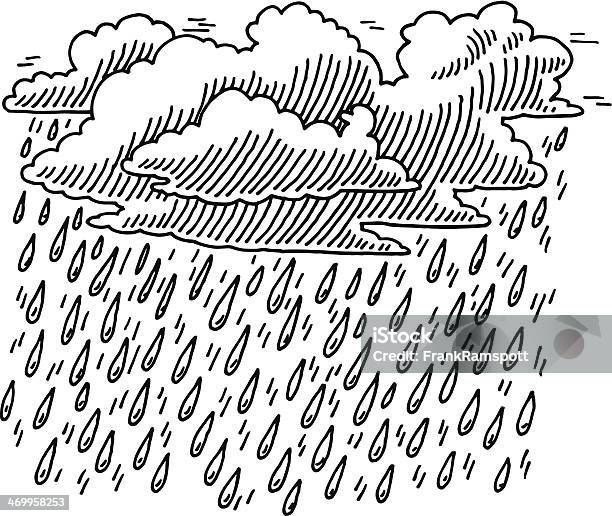 Rain Clouds Sky Drawing Stock Illustration - Download Image Now - Black ...