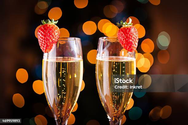 Glasses Of Champagne Stock Photo - Download Image Now - Champagne, Strawberry, Celebratory Toast