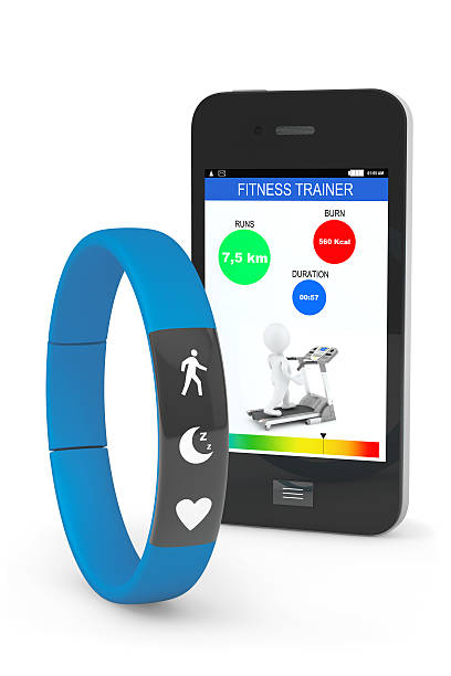 istock Blue Fitness Tracker with Mobile Phone 469962052
