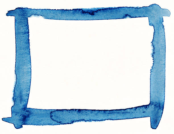 istock Hand painted blue watercolor frame isolated on white 469963861