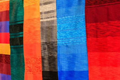 Colourful silk scarves on moroccan street market, Northern Africa.http://bem.2be.pl/IS/morocco_380.jpg
