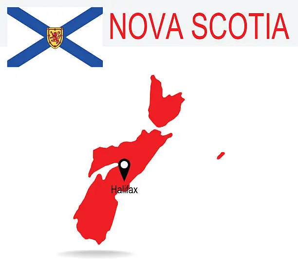 Vector illustration of Canada Province : Nova Scotia map and Flag