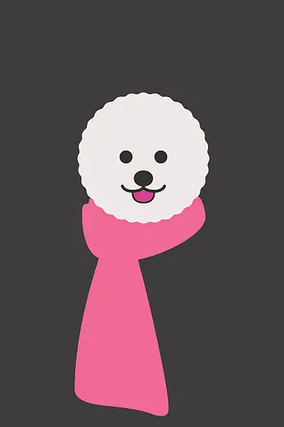 Vector illustration of Elegant dog wear a scarf like a girl