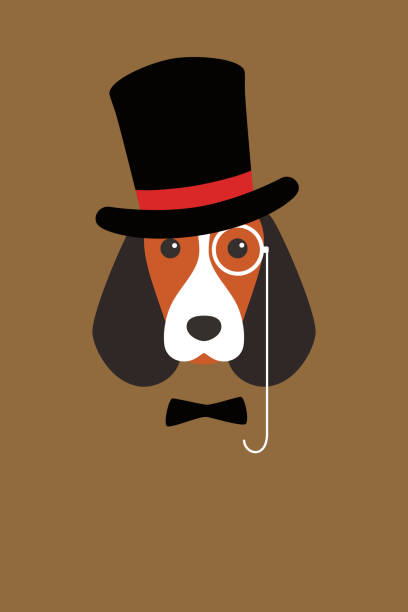 ilustrações, clipart, desenhos animados e ícones de retrato de moda homens, dog dog - bowknot