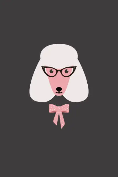 Vector illustration of Elegant dog girl wear bow tie, like girl