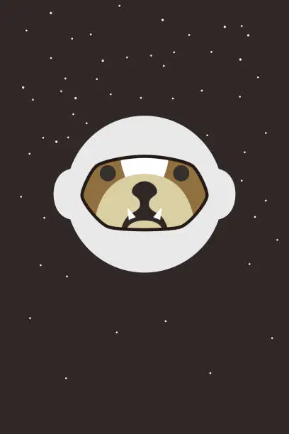 Vector illustration of Fashion portrait of dog, gentlemen astronaut dog