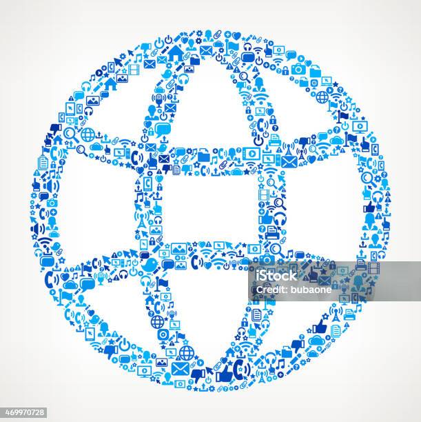 Globe On Vector Technology Pattern Background Stock Illustration - Download Image Now - 2015, Cloud Computing, Communication
