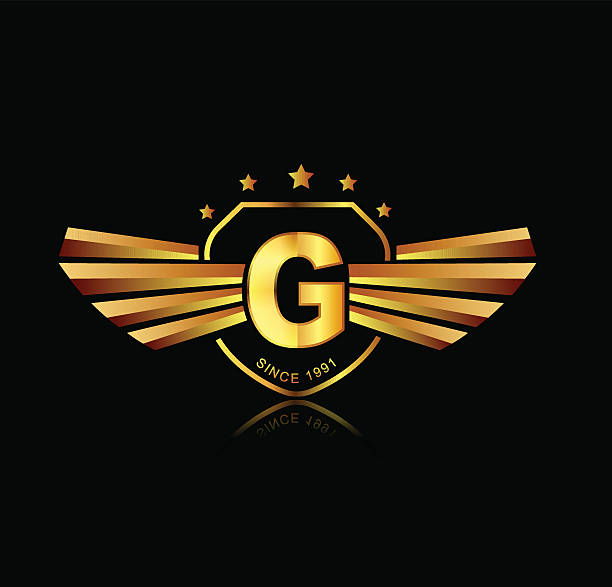 Letter G winged crests logo . Alphabet logotype design concept Letter G winged crests logo . Alphabet logotype design concept g star stock illustrations
