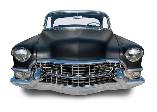 A black 1950's American hot rod. Clipping Path on vehicle.