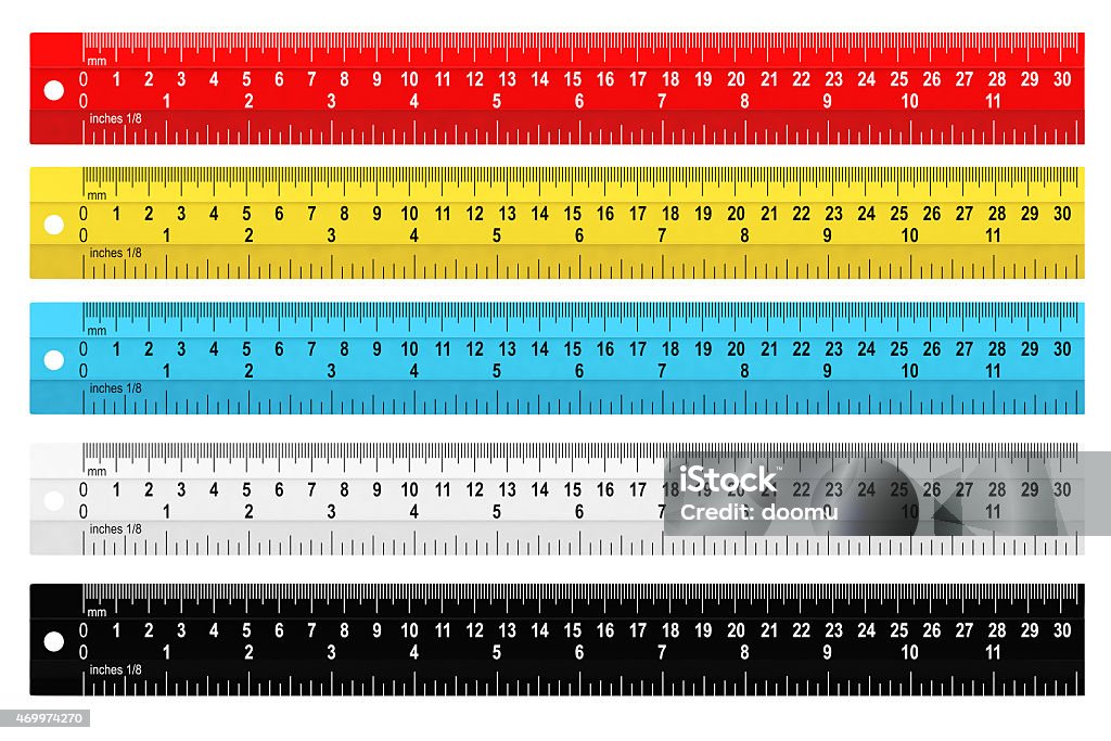 Set of colorful rulers Set of colorful rulers on a white background Ruler Stock Photo