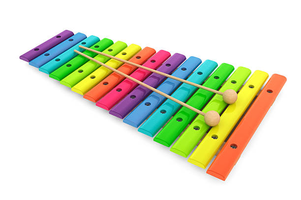 istock Colorful wooden xylophone with mallets 469975186