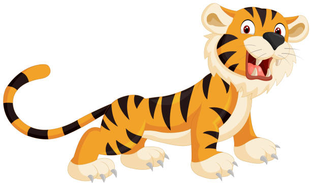 Osito de peluche de historieta roaring tiger - ilustración de arte vectorial