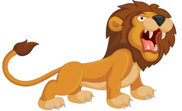 Vector illustration of Cartoon lion roaring