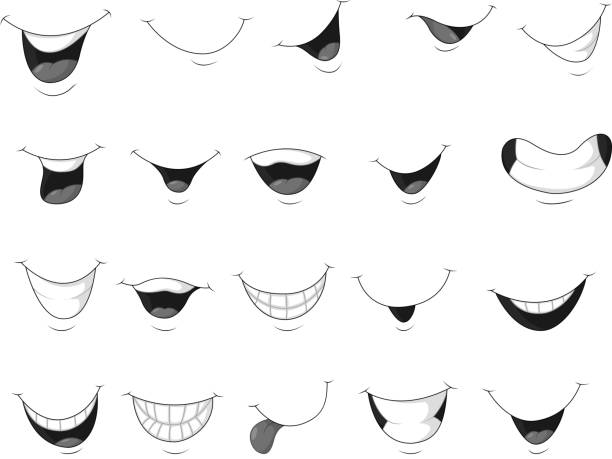 Conjunto de dibujos animados de boca sonriente - ilustración de arte vectorial