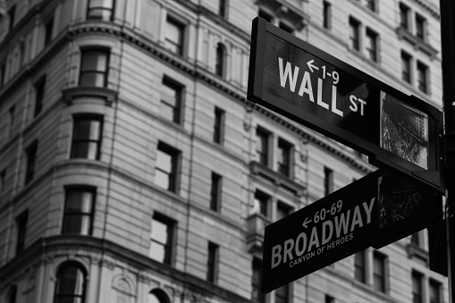 Wall Street, Black and White, Broadway, Stock Market, Bank, Stock Exchange, New York City