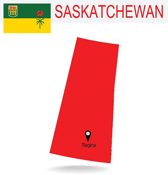 ilustraciones, imágenes clip art, dibujos animados e iconos de stock de provincia de canadá: saskatchewan bandera y mapa - saskatchewan province canada flag