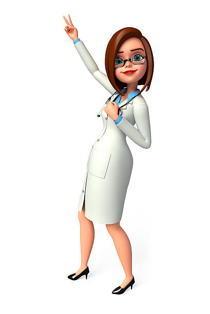 3d rendered illustration of Young Lady Doctor with victory sign