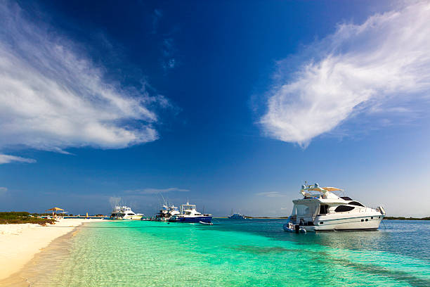 istock Luxury Yachts anchored in a tropical exotic island beach 469978127
