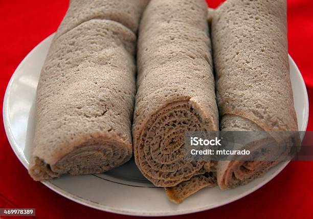 A Plate Of Rolled Injera In Ethiopia Stock Photo - Download Image Now - Injera, Yeast, Bread