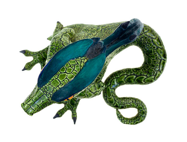 istock Top of ceramic dragon on white background 469980490