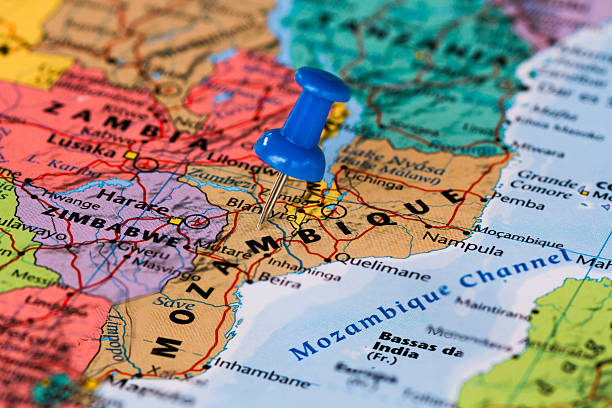 istock Map of Mozambique with a blue pushpin stuck 469981888